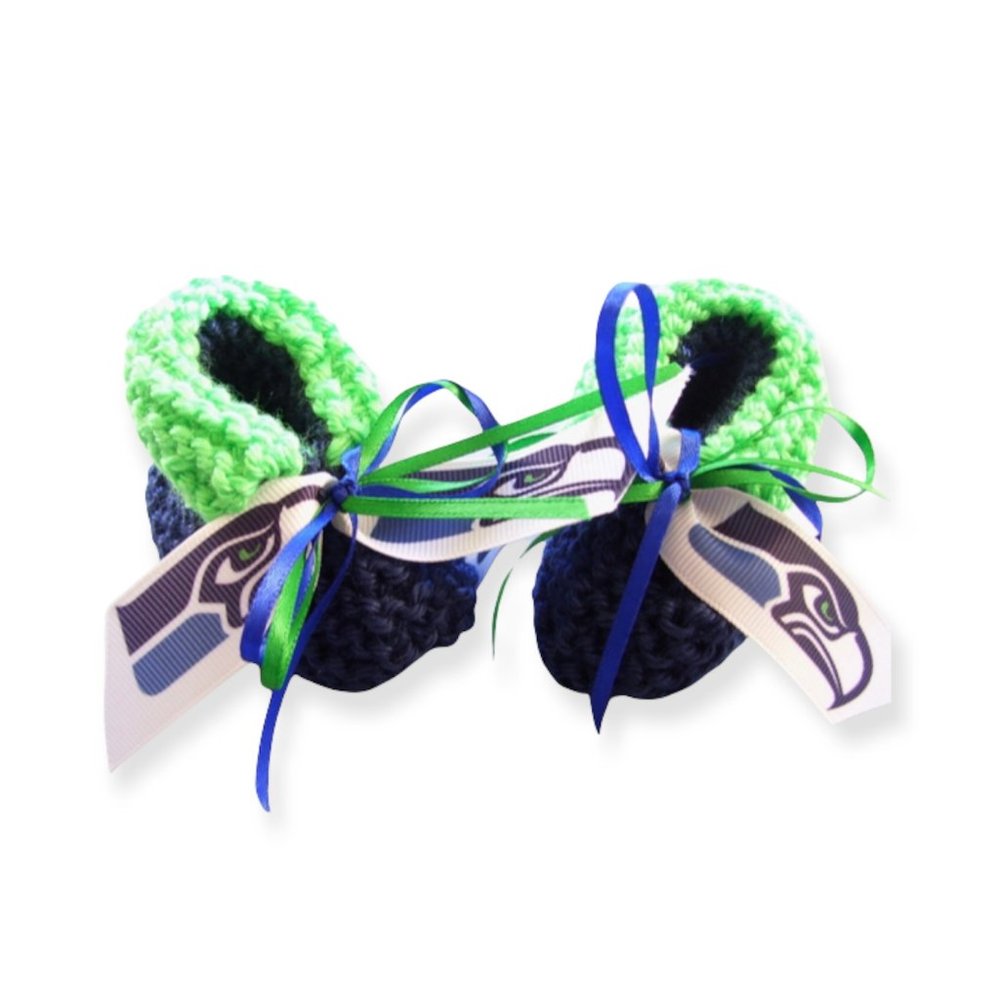 Seattle SEAHAWKS Handmade Football Baby Booties *NEW*